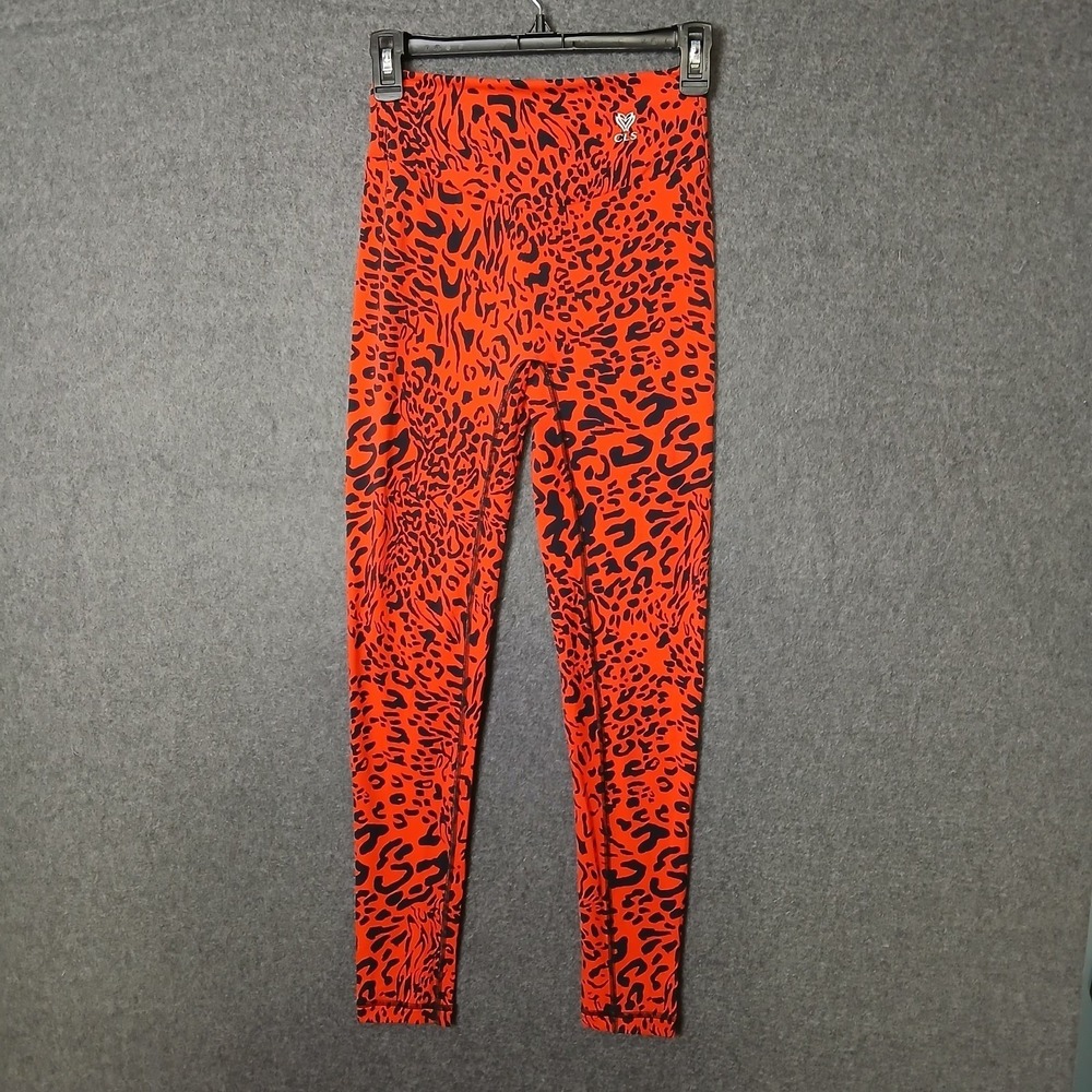 CLS Sportswear Medium Red Leopard Leggings athleisure yoga workout gym